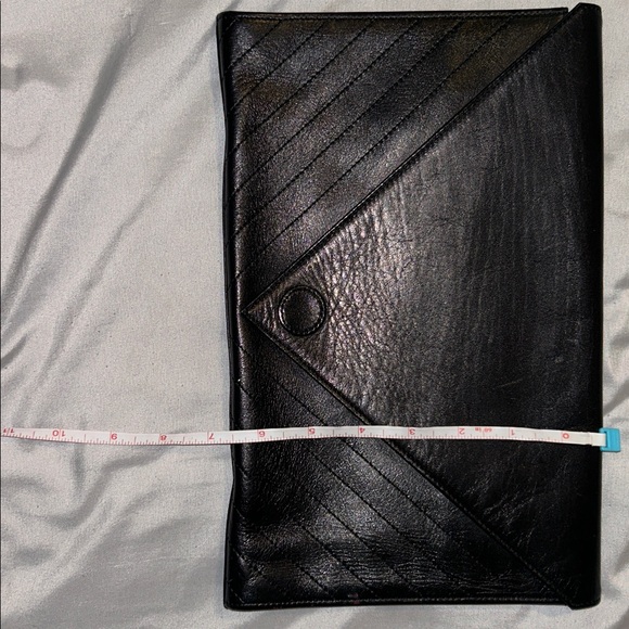 VINTAGE Sonia Rykiel Paris Black Leather Envelope Clutch – Made in France - Picture 6 of 6